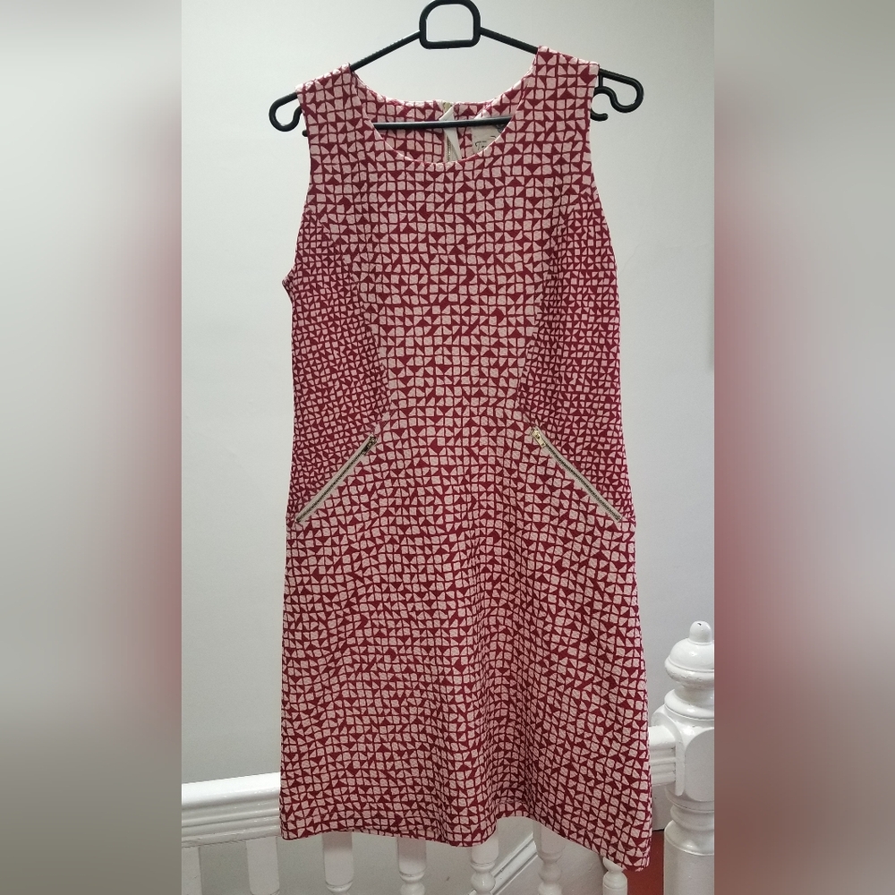 Tabitha Red and White Geometric Midi Dress